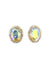 Brinco Festejar oval com pedras boreal banhado no dourado