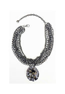 Colar Baronesa onix de pingente com pedras black diamond e hematite