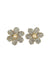 Brinco de flor Bahamas com strass cristal e perola banhado no dourado
