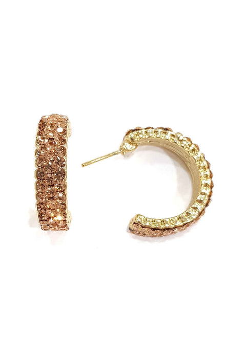 Argolinha dourada com strass light Peach