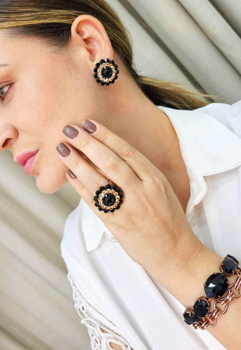 Pulseira Gerusa luxo com pedras pretas