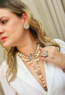 Anel perolas da fé redondo com strass