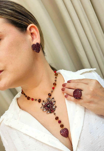 Brinco de coração vermelho Irene