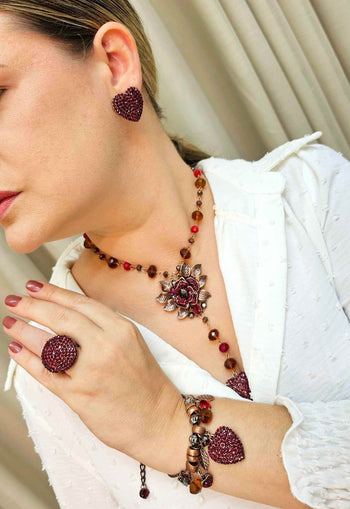 Brinco de coração vermelho Irene