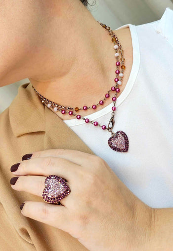 Anel Melissa de coração ametista