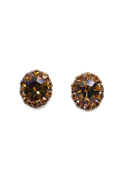 Brinco Absoluta Vintage com strass smoked topaz