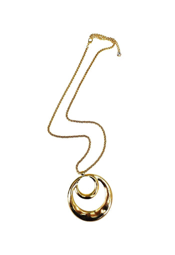 Colar Vênus longo de veneziana com pingente de metal dourado