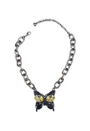 Colar Eterna com pingente de borboleta onix com pedras
