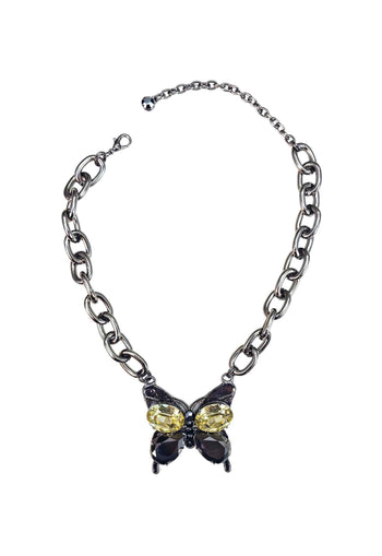 Colar Eterna com pingente de borboleta onix com pedras