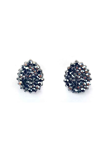Brinco de gota Constança com pedras hematite banhado no grafite