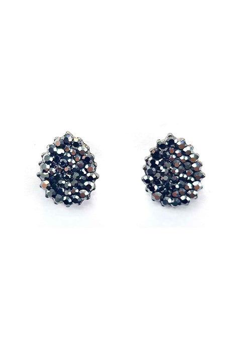 Brinco de gota Constança com pedras hematite banhado no grafite