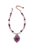 Colar Camarote de bolas lilas e pingente luxo com pink