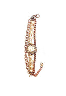 Pulseira Beteia de flor com perola e strass light peach