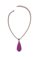 Colar Alure de gota fucsia banhado no vintage