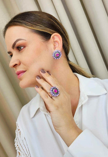 Anel Penélope lilás banhado no vintage