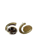 Brinco Única de metal com pedra oval black diamond banhado no prata