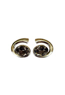 Brinco Única de metal com pedra oval black diamond banhado no prata
