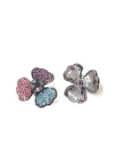 Brinco Safire de flor com strass colorido banhado no onix