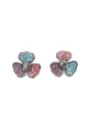 Brinco Safire de flor com strass colorido banhado no onix
