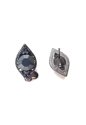 Brinco Luma classic com strass hematite banhado no onix