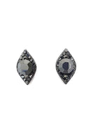 Brinco Luma classic com strass hematite banhado no onix