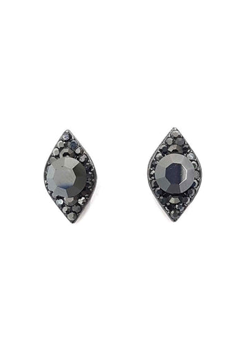 Brinco Luma classic com strass hematite banhado no onix