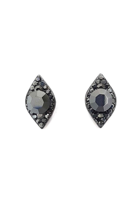 Brinco Luma classic com strass hematite banhado no onix