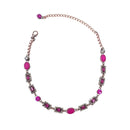 Choker Rosana vintage com pedras fucsia e hematite
