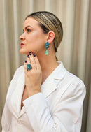 Anel lemos vintage com pedras blue zircon