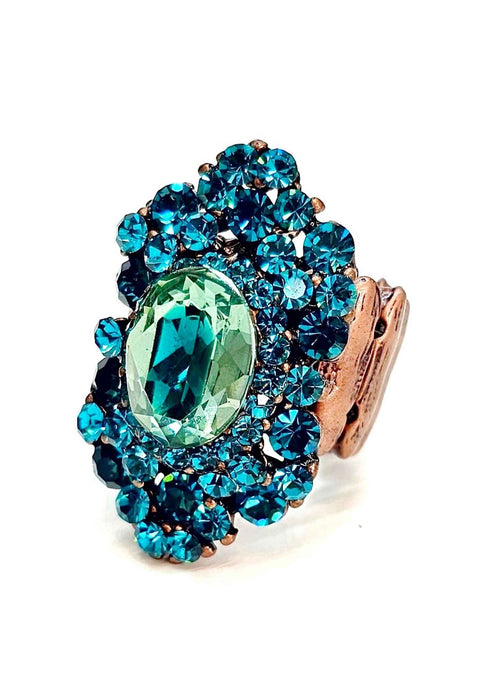 Anel lemos vintage com pedras blue zircon