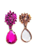 Brinco Briana com pedras fucsia vintage