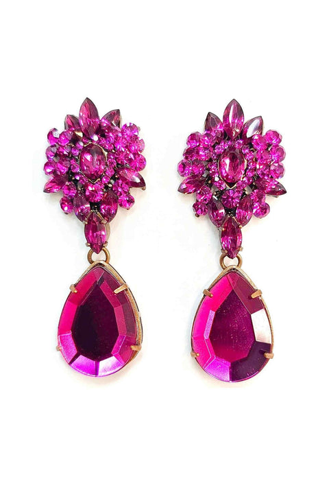 Brinco Briana com pedras fucsia vintage
