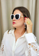 Óculos de Sol Selma de acetato branco com lentes de proteção uv