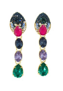 Brinco Leticia Glam com pedras coloridas