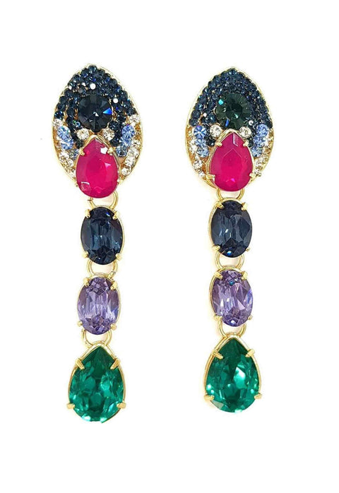 Brinco Leticia Glam com pedras coloridas