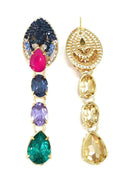 Brinco Leticia Glam com pedras coloridas