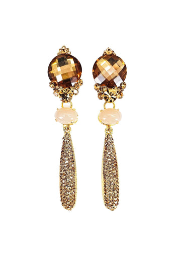 Brinco Yasmin com pedras light colorado topaz no banho dourado
