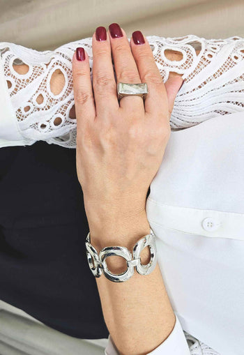 Bracelete Café de Roma silver de metal prata