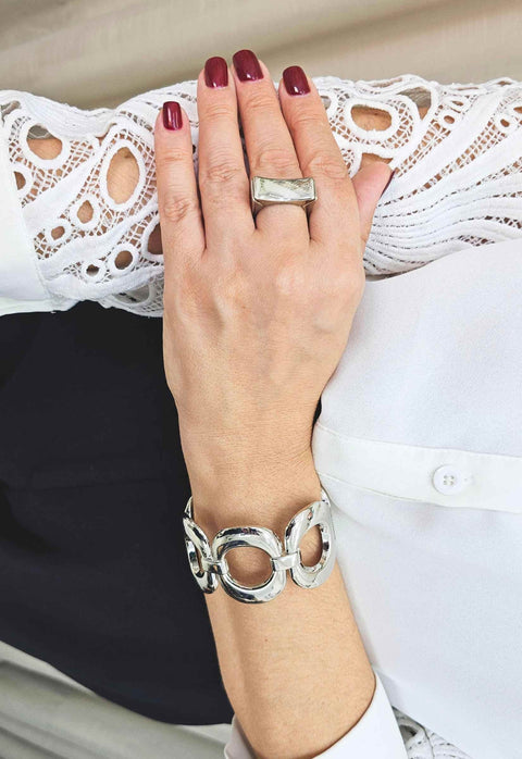 Bracelete Café de Roma silver de metal prata