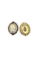 Brinco Solene cinza e opal banhado no dourado