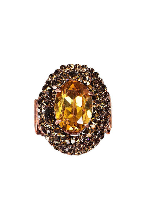 Anel Flor da Alma marrom banhado no vintage