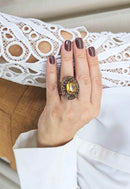 Anel Flor da Alma marrom banhado no vintage
