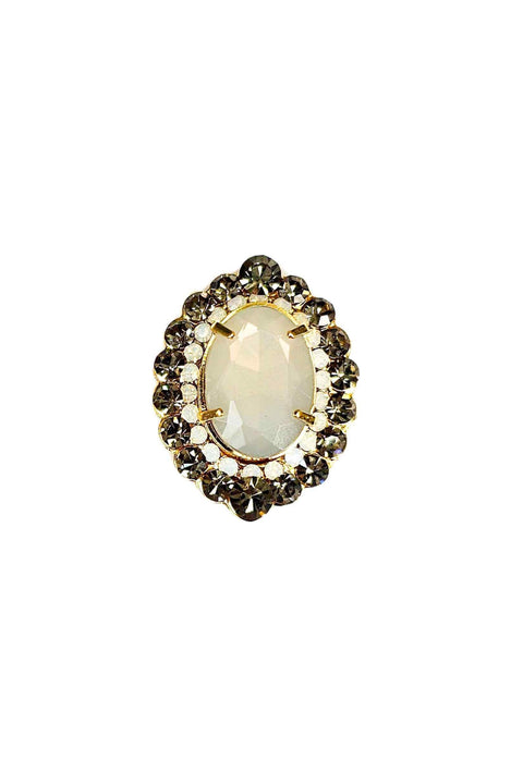 Anel Solene cinza e opal banhado no dourado