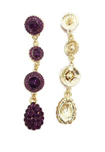 Maxi brinco Thaís com pedras ametistas banhado no dourado
