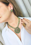 Brinco Verde Encanto com pedras verdes banhado no vintage
