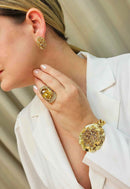 Brinco Supreme gold com strass light colorado topaz