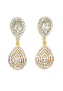 Brinco Eli Glam com gota de strass banhado no dourado