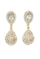 Brinco Eli Glam com gota de strass banhado no dourado