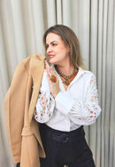 Colar Dolce vita vintage com pedras marrons e elos ouro velho