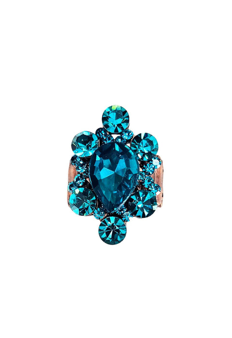 Anel Elodie vintage com pedras e gota blue zircon